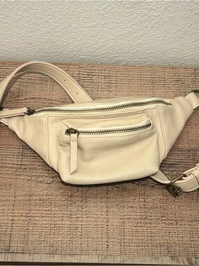 AE Y2K Cream Vegan Leather Belt Bag Boho Indie Sleaze Festival Fanny Pack